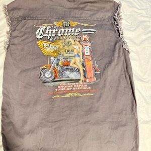 Bikers vest grey with Motorcycle Design